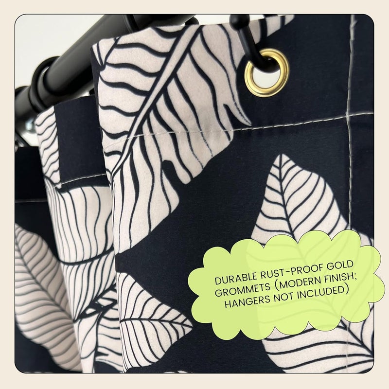 Worthwhile Goods Black and Cream Banana Leaf Shower Curtain – 72x72 Tropical Botanical Fabric Bathroom Curtain, Minimalist Monochrome Design, Modern Printed Decor for Apartments, Guest Baths, or Dorms - Image 4